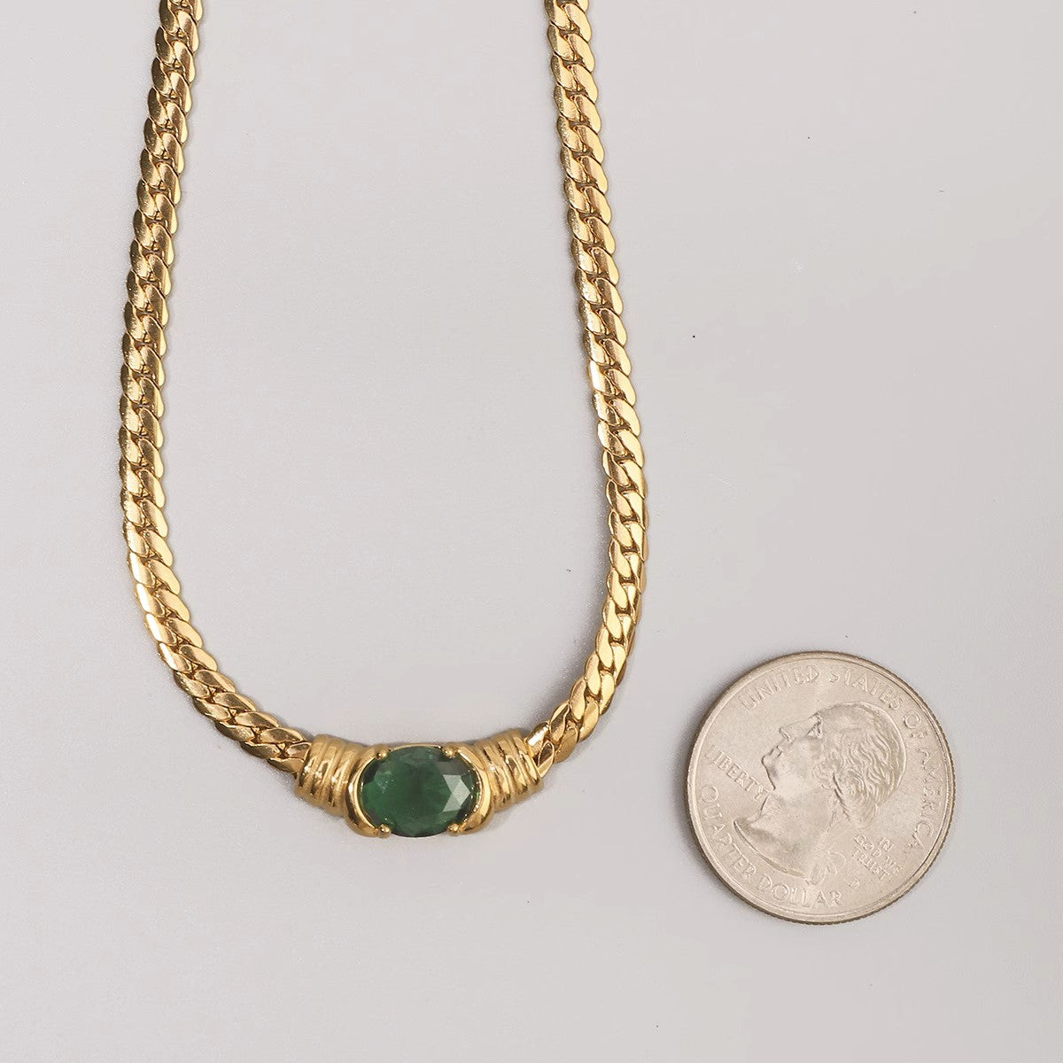 MoJone Vintage 18K Gold-plated Green Zicron Necklace for Female