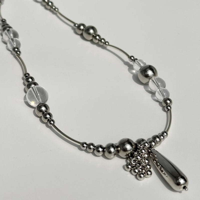 Titanium steel Beads Chain Necklace Choker Jewelry for Women and Girls