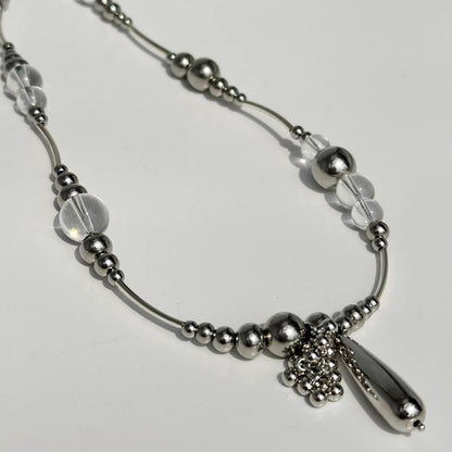 Titanium steel Beads Chain Necklace Choker Jewelry for Women and Girls