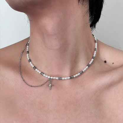 Personalized  Star Pendant, Pearl Necklace  for Women Necklace Choker Jewelry Gift
