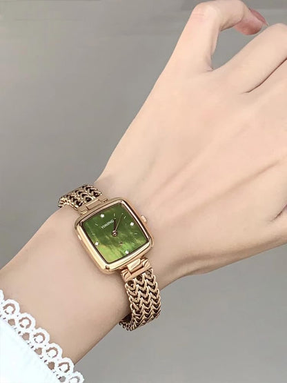 Women's Minimalist Square Watch: Stainless Steel, Gold Tone, Simple and Elegant Design