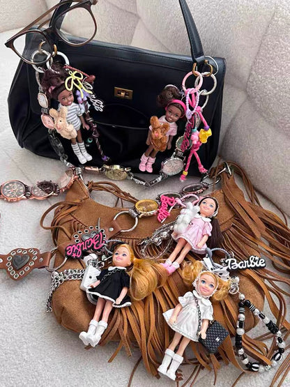 Adorable Barbie doll keychain, Y2K doll bag accessory