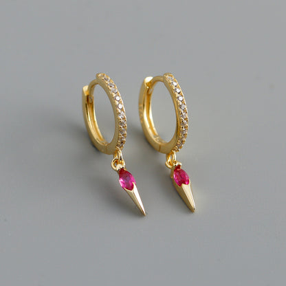 Elegant s925 Sterling Silver Hoop Earrings with Marquise Gemstones & Diamond Accents