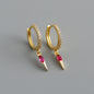 Elegant s925 Sterling Silver Hoop Earrings with Marquise Gemstones & Diamond Accents