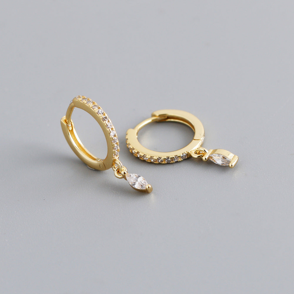 Elegant Multicolor Marquise Gemstone S925 Sterling Silver Hoop Earrings