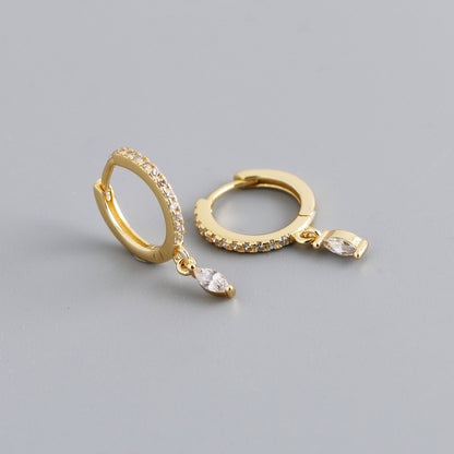 Elegant Multicolor Marquise Gemstone S925 Sterling Silver Hoop Earrings
