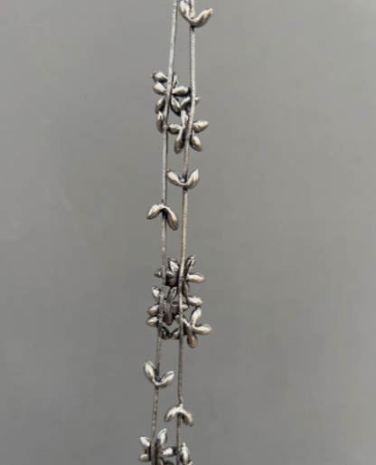 Adorable Chunky Niche Silver Copper Punk Flower Pendant Necklace Choker Chain for Women