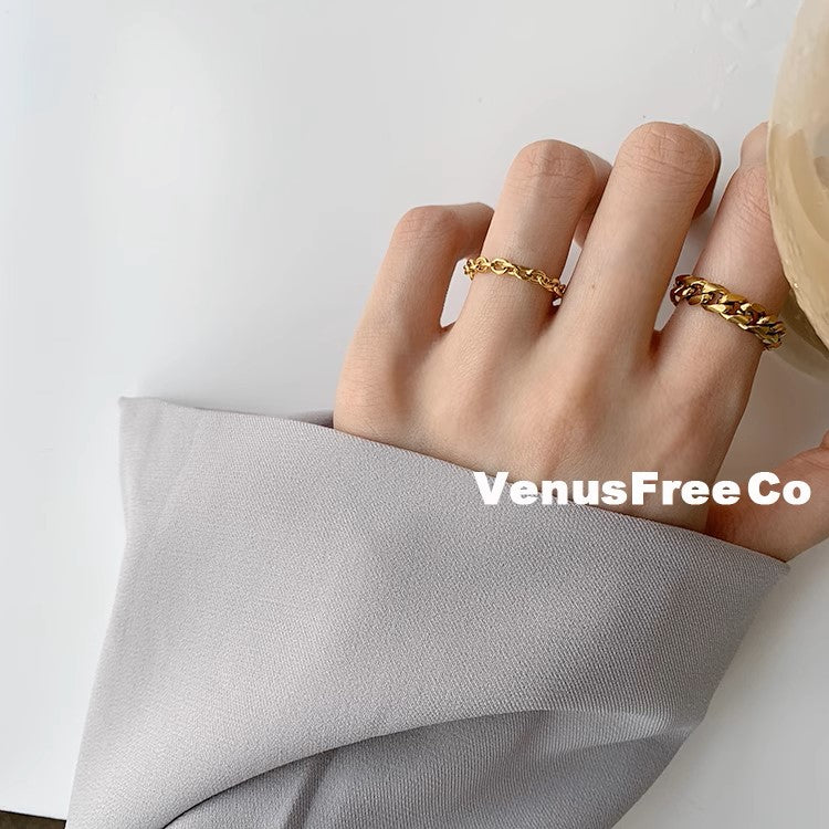 MoJone Fade-resistant Stacked Gold Chain Ring, French Chic, for Female