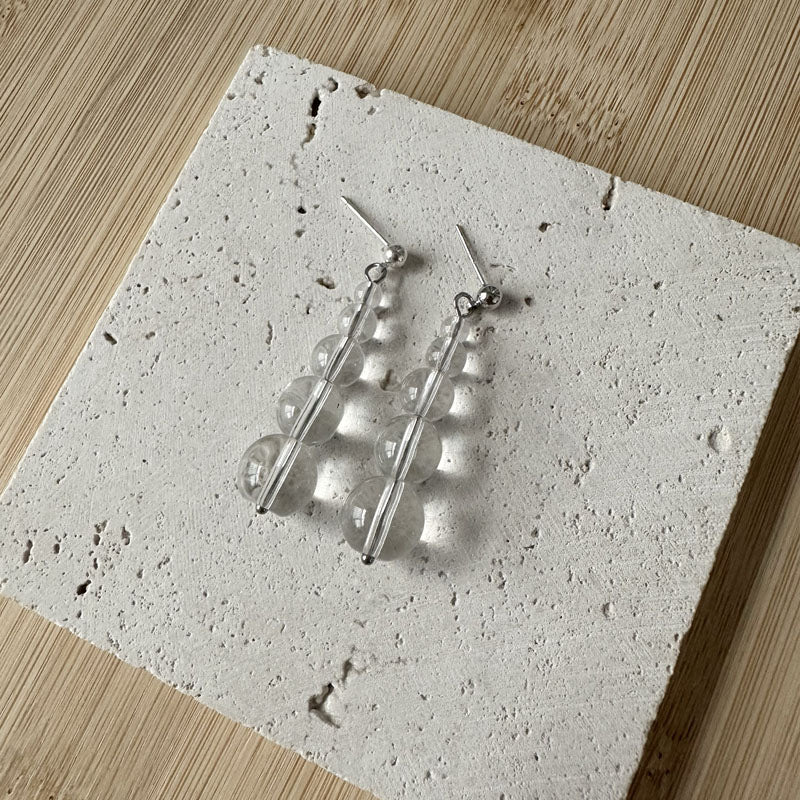 New Chinese Style Natural Stone Gradient Size Beaded Earrings for Women Earrings Trendy Jewelry