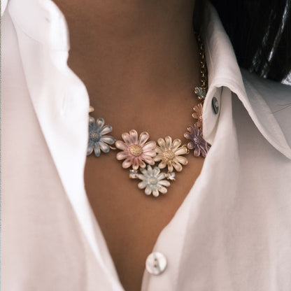 Retro Daisy Alloy Necklace Earrings Jewelry Set for Women