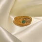 MoJone French Chic 18K Gold-plated Natural Green Stone Sun-shaped Ring for Female