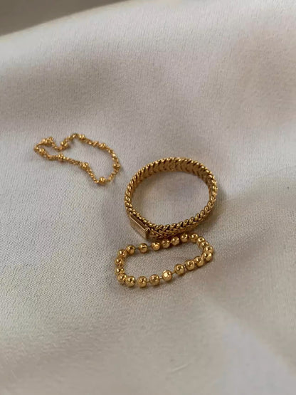 MoJone Vintage Snake Bone 18K Gold-Plated Ring, Soft Chain Ring, for Female