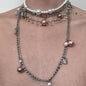 Gothic Layered Pearl Choker Retro Punk Stacked Necklace with Long Chain for Women Gift