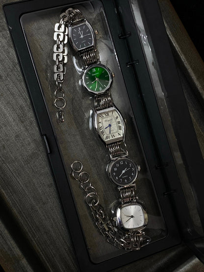 Vintage Punk Multicolor 5-Clock Watch Choker Necklace, Customizable Choker Necklace.