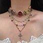 Five watches multi-colored watch choker, cross layered necklace