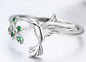 S925 Sterling Silver Hummingbird with Green Diamond Leaf Pendant Necklace, paired with matching ring, a uniquely perfect gift for women.