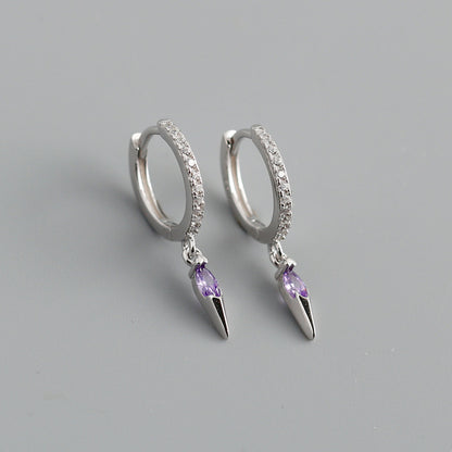 Elegant s925 Sterling Silver Hoop Earrings with Marquise Gemstones & Diamond Accents