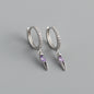 Elegant s925 Sterling Silver Hoop Earrings with Marquise Gemstones & Diamond Accents