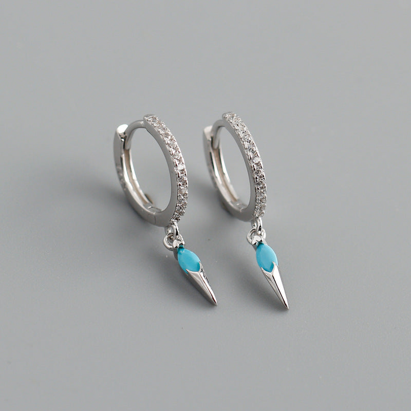 Elegant s925 Sterling Silver Hoop Earrings with Marquise Gemstones & Diamond Accents