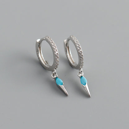 Elegant s925 Sterling Silver Hoop Earrings with Marquise Gemstones & Diamond Accents