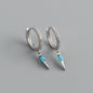 Elegant s925 Sterling Silver Hoop Earrings with Marquise Gemstones & Diamond Accents