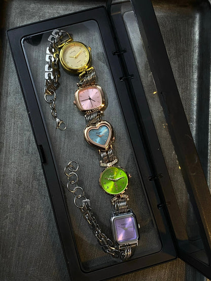 Vintage Punk Multicolor 5-Clock Watch Choker Necklace, Customizable Choker Necklace.