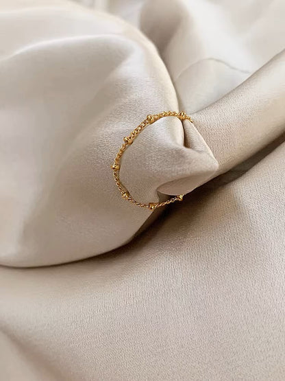 MoJone Vintage Snake Bone 18K Gold-Plated Ring, Soft Chain Ring, for Female