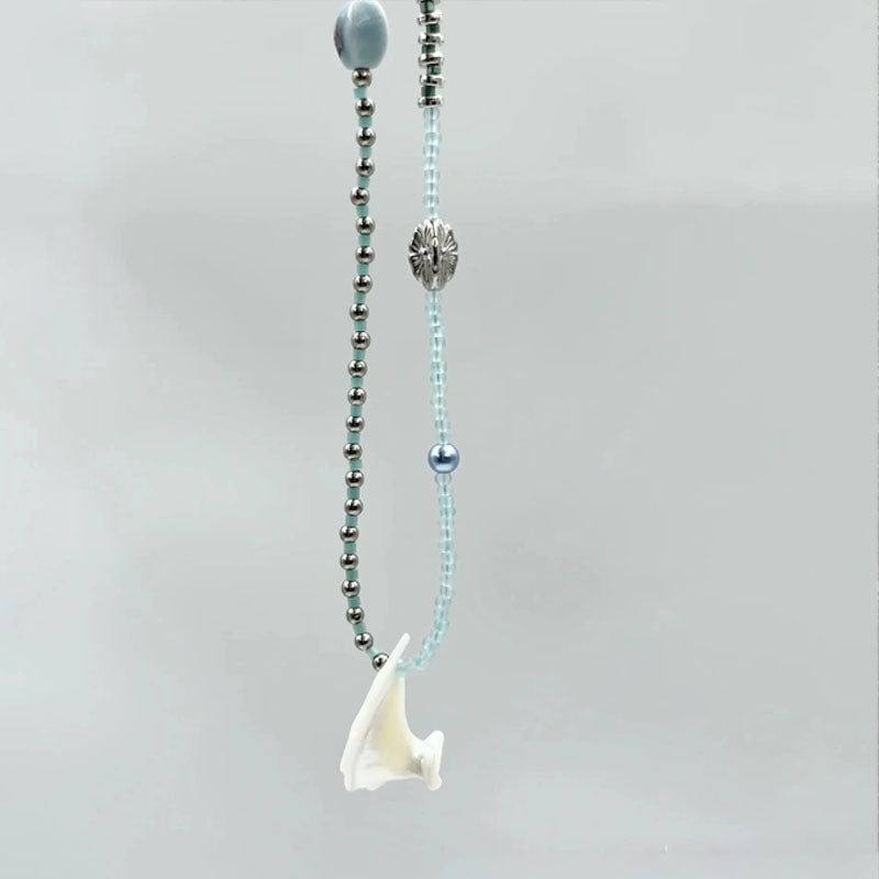 Fashion Sea Shell Pendant Necklace Beaded Choker for Women Girls
