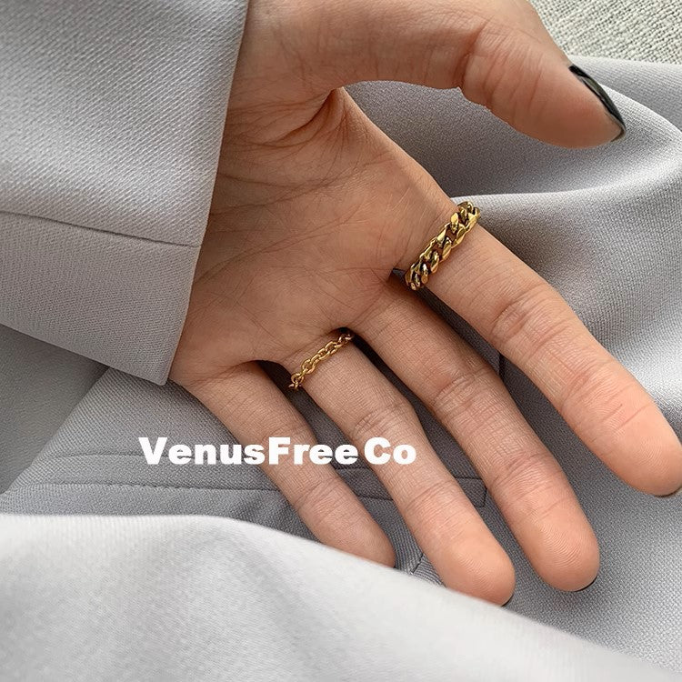 MoJone Fade-resistant Stacked Gold Chain Ring, French Chic, for Female