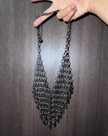 Cyber Punk Niche Chunky Vintage Metallic Fashion Necklace, Playful Accessory for Men and Women