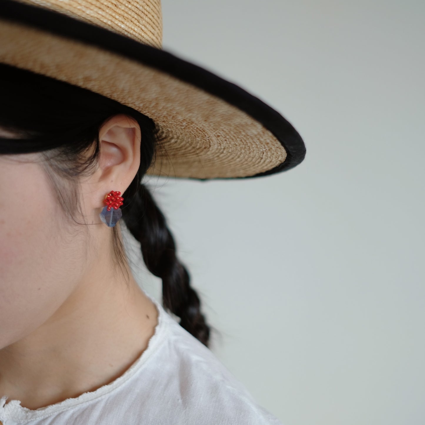 MoJone Cute Natural Stone Raspberry Shape Gold Earrings and Clips for Girls and Women