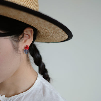 MoJone Cute Natural Stone Raspberry Shape Gold Earrings and Clips for Girls and Women