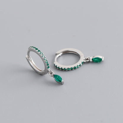 Elegant Multicolor Marquise Gemstone S925 Sterling Silver Hoop Earrings
