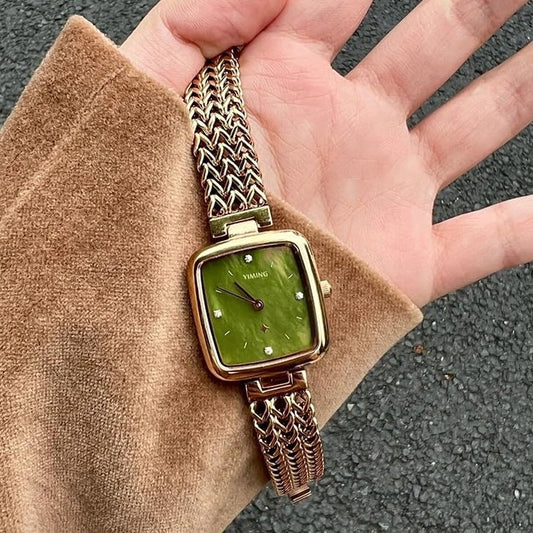 Women's Minimalist Square Watch: Stainless Steel, Gold Tone, Simple and Elegant Design