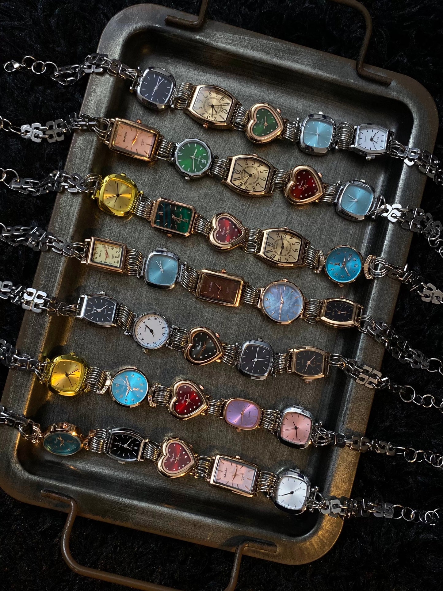 Vintage Punk Multicolor 5-Clock Watch Choker Necklace, Customizable Choker Necklace.