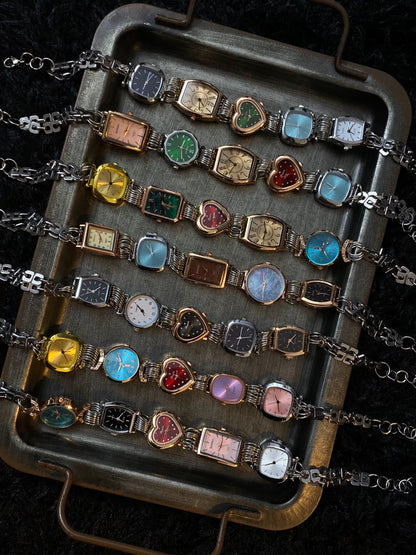 Vintage Punk Multicolor 5-Clock Watch Choker Necklace, Customizable Choker Necklace.