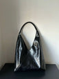 French Vintage Underarm Bag with High-Quality Feel: Featuring a Waxy Finish Leather with a Luxurious Texture, Spacious Capacity, and Minimalist White Style. Available in Black and Burgundy Colors. Perfect for Everyday Use