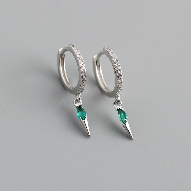 Elegant s925 Sterling Silver Hoop Earrings with Marquise Gemstones & Diamond Accents