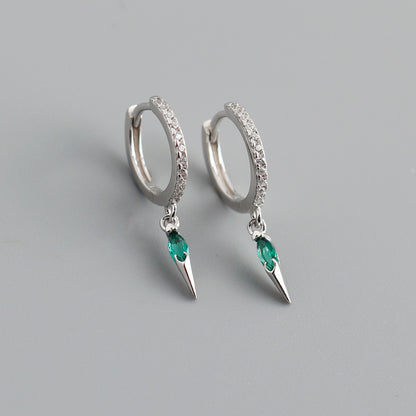 Elegant s925 Sterling Silver Hoop Earrings with Marquise Gemstones & Diamond Accents