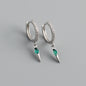 Elegant s925 Sterling Silver Hoop Earrings with Marquise Gemstones & Diamond Accents