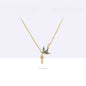 Enamel Gold-Plated Swallow Jewelry - Original Design Collar Chain, Earrings, and Bracelet Ensemble