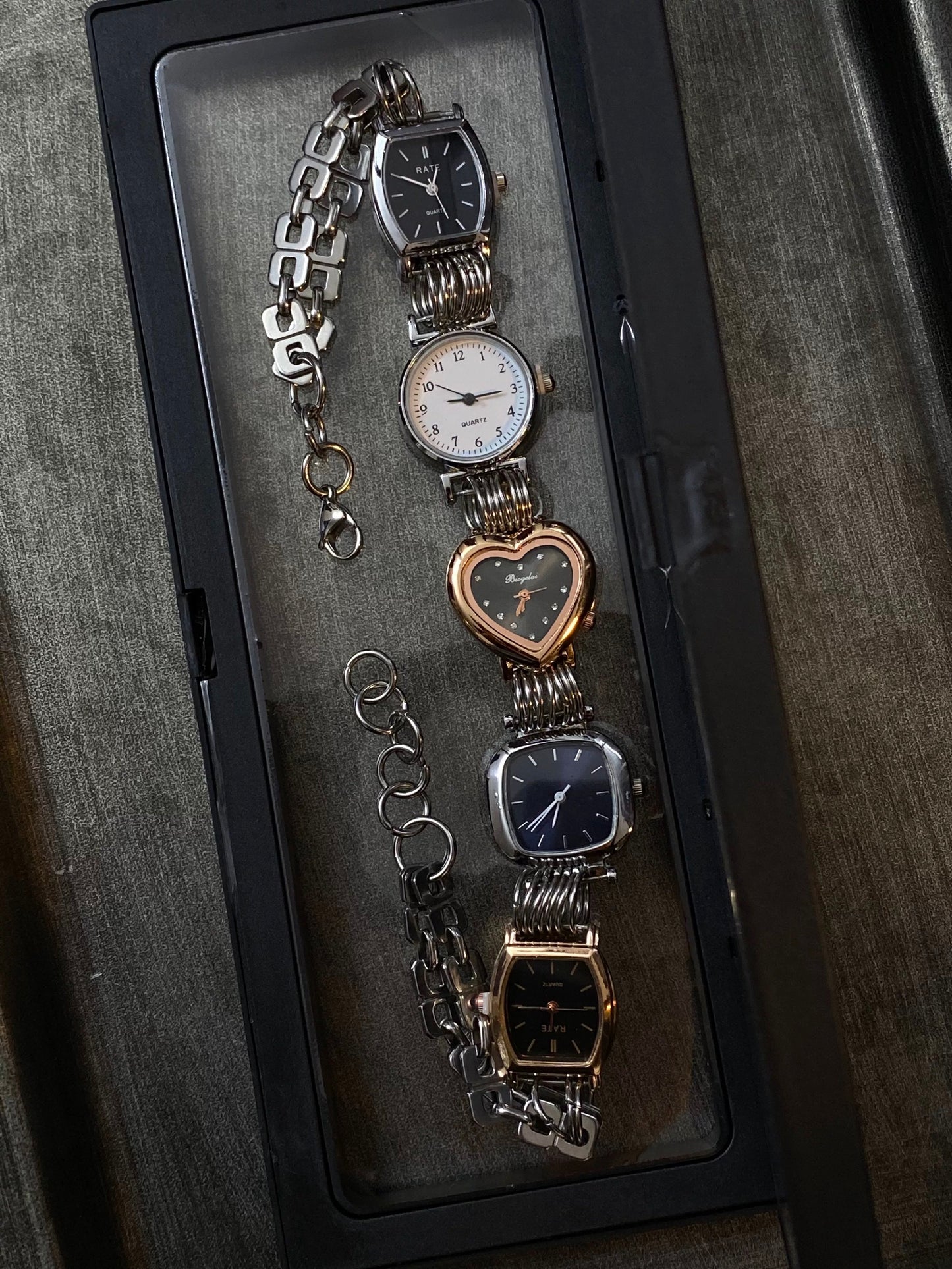 Vintage Punk Multicolor 5-Clock Watch Choker Necklace, Customizable Choker Necklace.