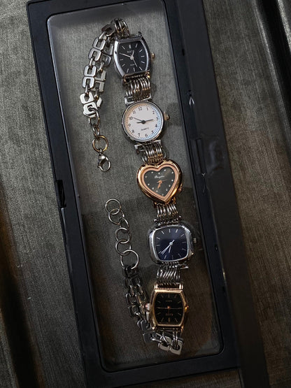 Vintage Punk Multicolor 5-Clock Watch Choker Necklace, Customizable Choker Necklace.