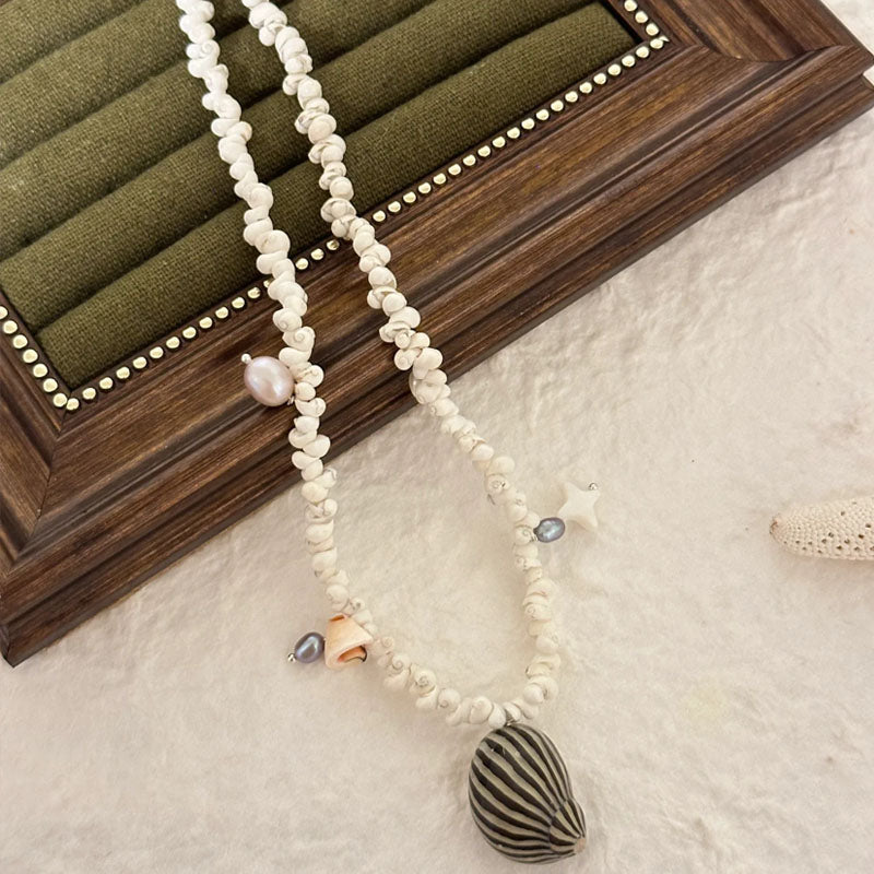 Simple style Conch Pendant Bohemian Necklace,Naturally Conch Necklace,Charm Seashell Choker Summer Ocean Beach Boho Jewelry For Women Men ﻿