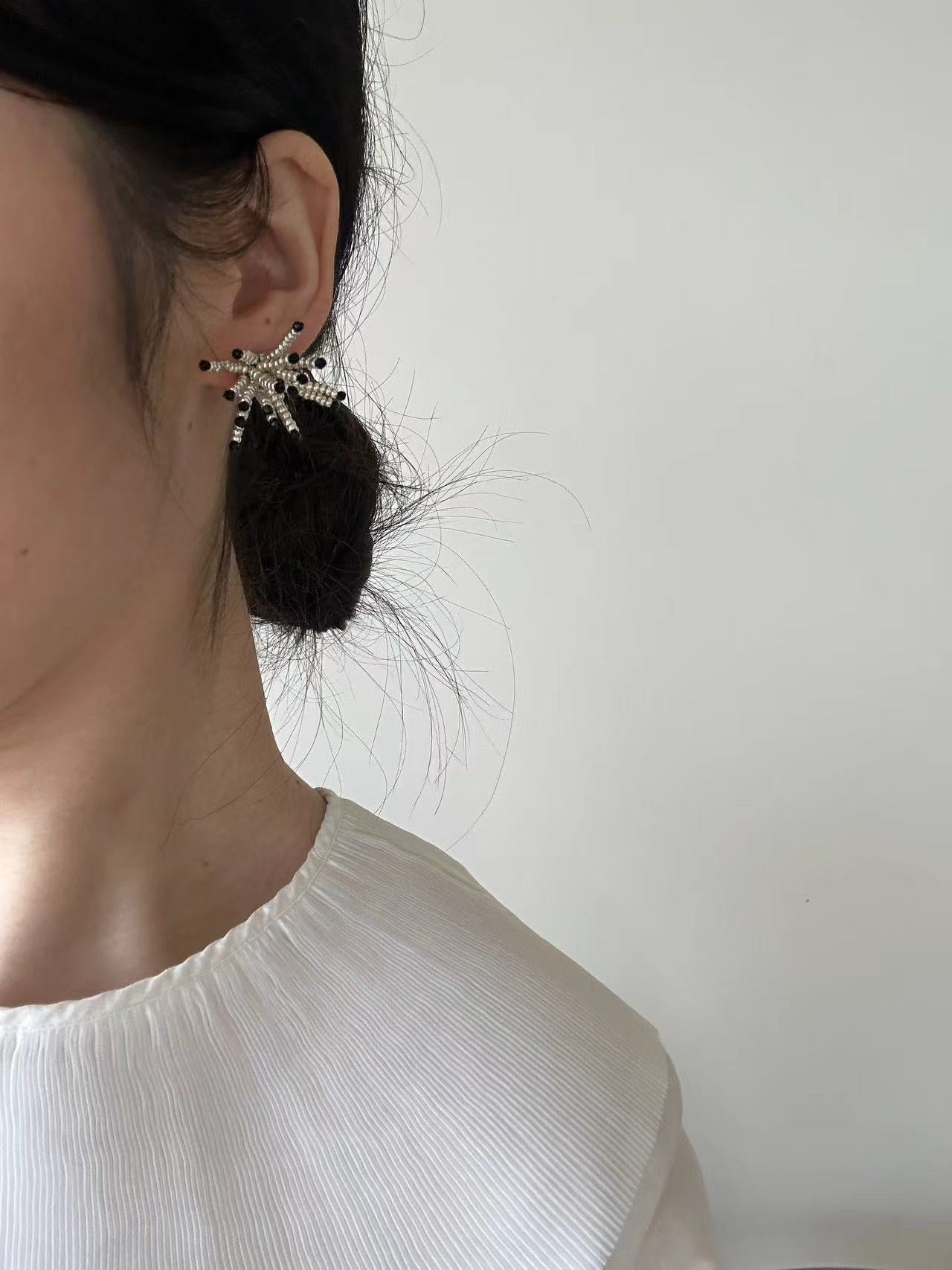 MoJone Stylish Original Firework Silver Earrings and Clips for Female, Fashion Accessory