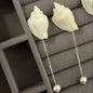Original S925 silver natural conch earrings with tassels, Bohemia Earring,Summer Jewelry,elegant freshwater pearls earrings for women