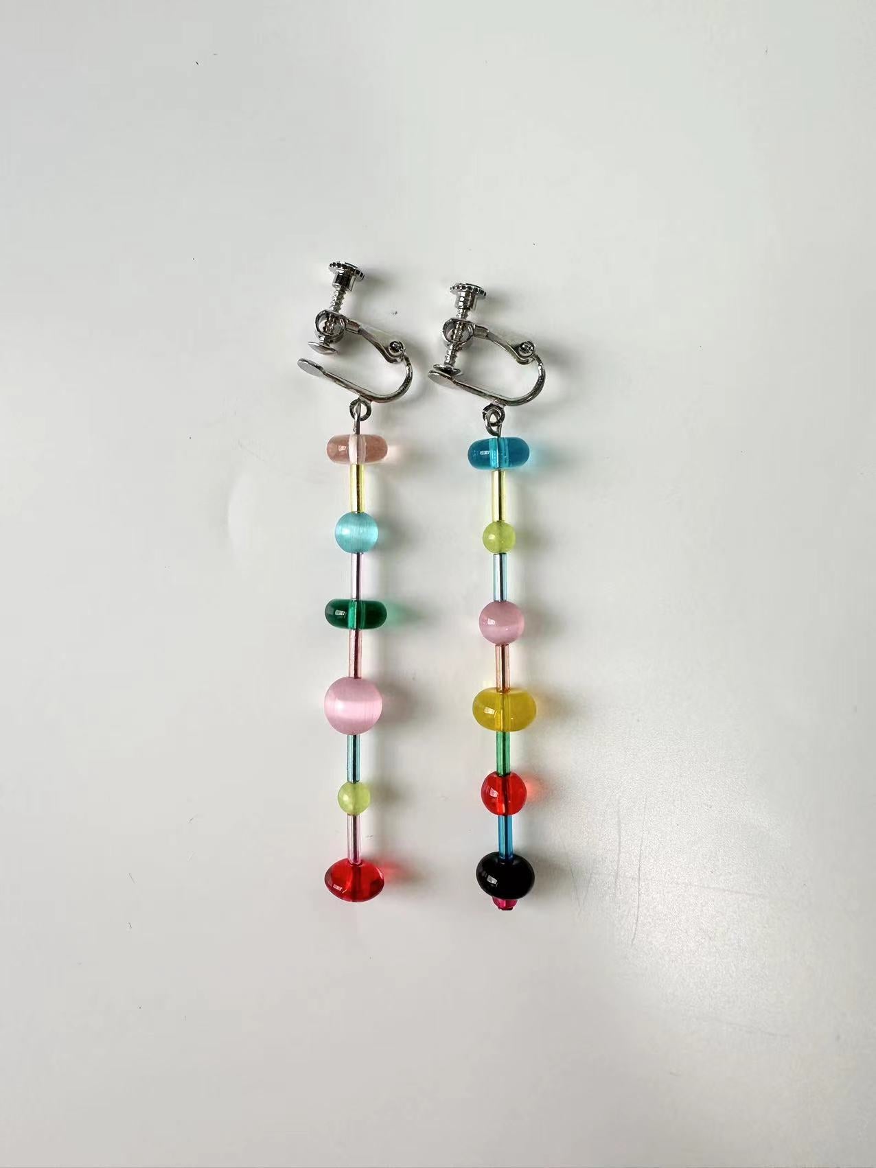 Coloured Glaze Earrings - Long Colorful Beads Earrings, Trendy Summer Beach Vacation Jewelry