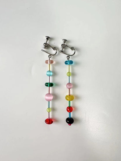 Coloured Glaze Earrings - Long Colorful Beads Earrings, Trendy Summer Beach Vacation Jewelry