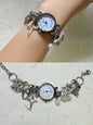 Punk Silver Black and Whit Multi-Charm Watch Bracelet