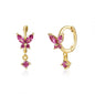 Vibrant Multicolored Zirconia Butterfly Hoop Earrings